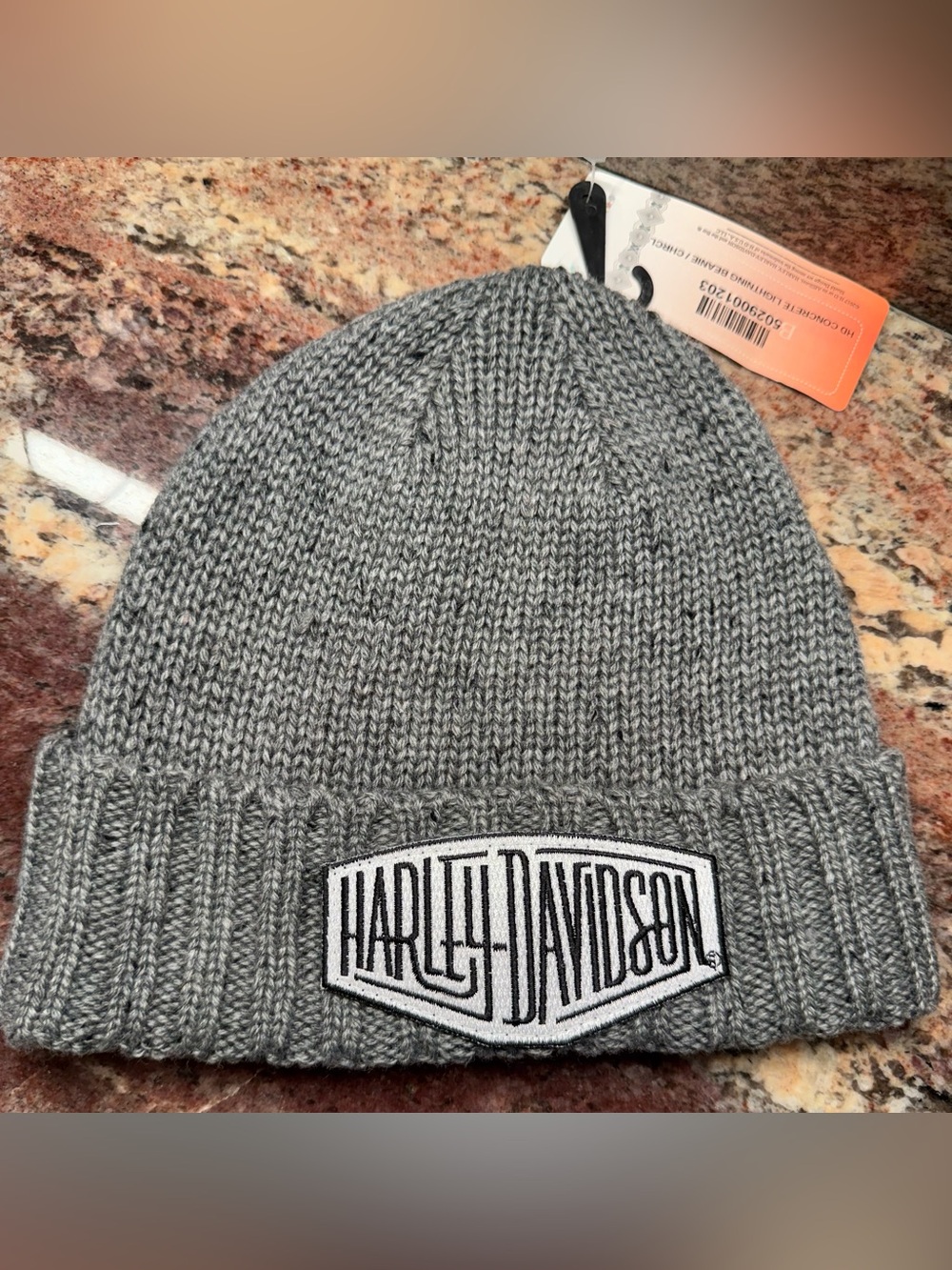 Harley-Davidson Gray Knit Cuffed Beanie with Logo Patch